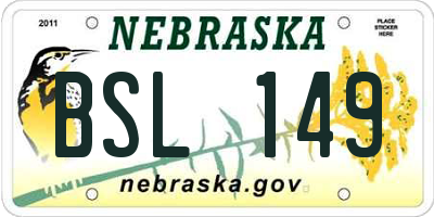 NE license plate BSL149