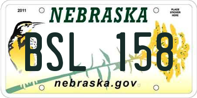 NE license plate BSL158