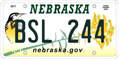 NE license plate BSL244