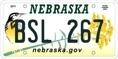 NE license plate BSL267