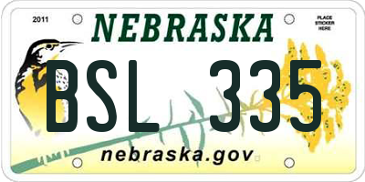 NE license plate BSL335
