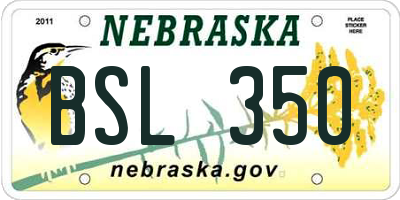 NE license plate BSL350