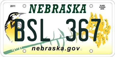 NE license plate BSL367