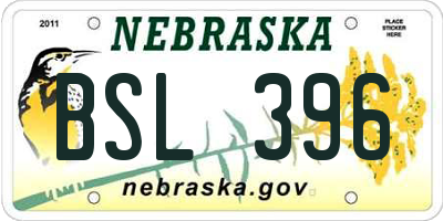 NE license plate BSL396