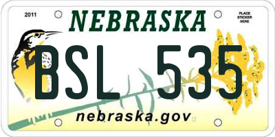 NE license plate BSL535