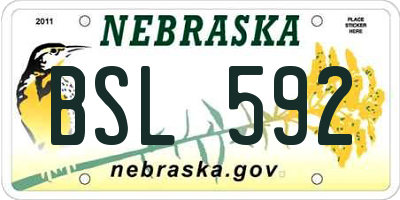 NE license plate BSL592
