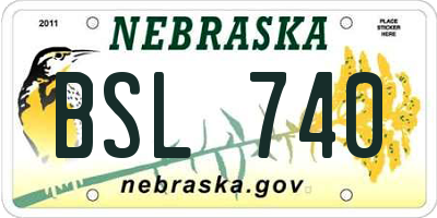 NE license plate BSL740