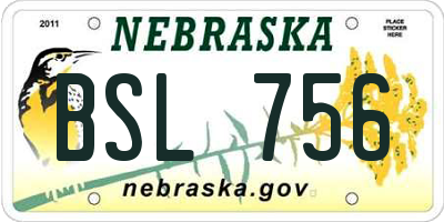 NE license plate BSL756