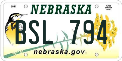 NE license plate BSL794