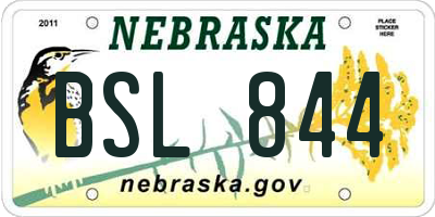 NE license plate BSL844