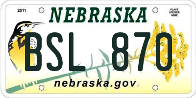 NE license plate BSL870