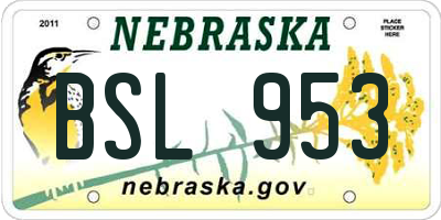 NE license plate BSL953