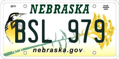 NE license plate BSL979