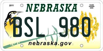 NE license plate BSL980