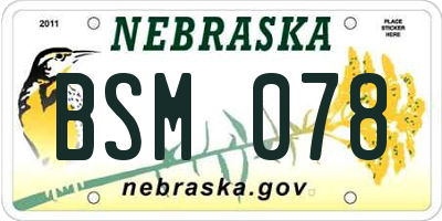 NE license plate BSM078