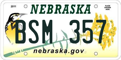 NE license plate BSM357