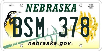 NE license plate BSM378
