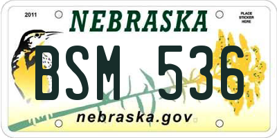NE license plate BSM536