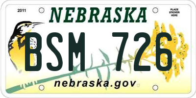 NE license plate BSM726