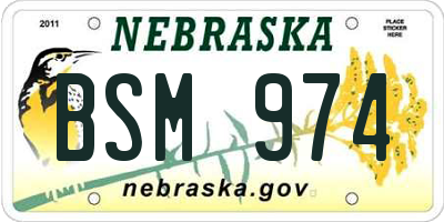 NE license plate BSM974