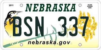 NE license plate BSN337