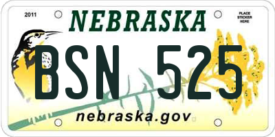 NE license plate BSN525