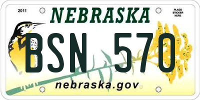 NE license plate BSN570