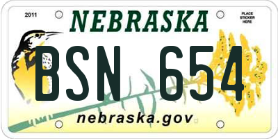NE license plate BSN654