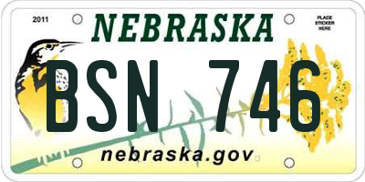 NE license plate BSN746