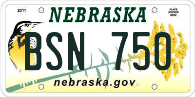 NE license plate BSN750