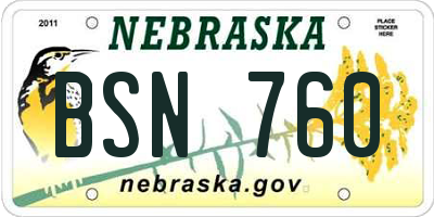 NE license plate BSN760