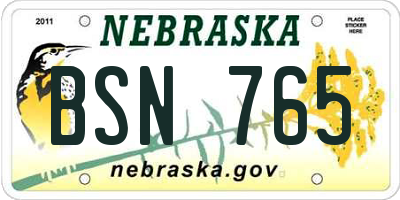 NE license plate BSN765
