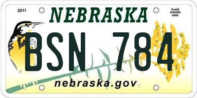 NE license plate BSN784