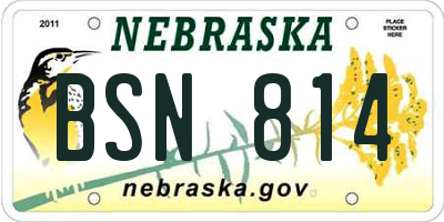 NE license plate BSN814