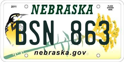 NE license plate BSN863
