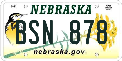 NE license plate BSN878