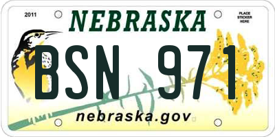 NE license plate BSN971