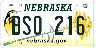 NE license plate BSO216
