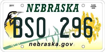 NE license plate BSO296