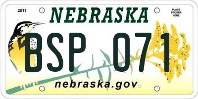 NE license plate BSP071
