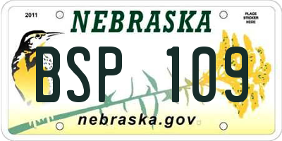 NE license plate BSP109