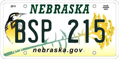 NE license plate BSP215