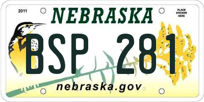 NE license plate BSP281