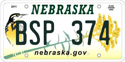 NE license plate BSP374