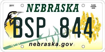 NE license plate BSP844