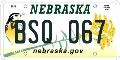 NE license plate BSQ067