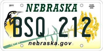 NE license plate BSQ212