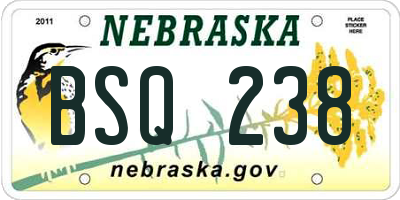 NE license plate BSQ238