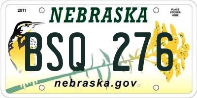 NE license plate BSQ276