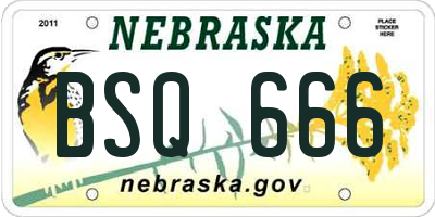 NE license plate BSQ666